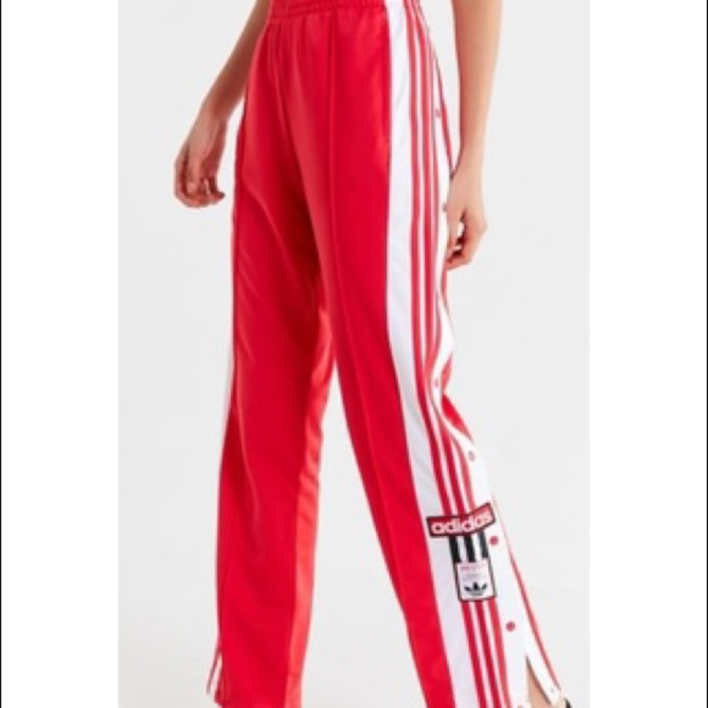 adidas snap off red track pants